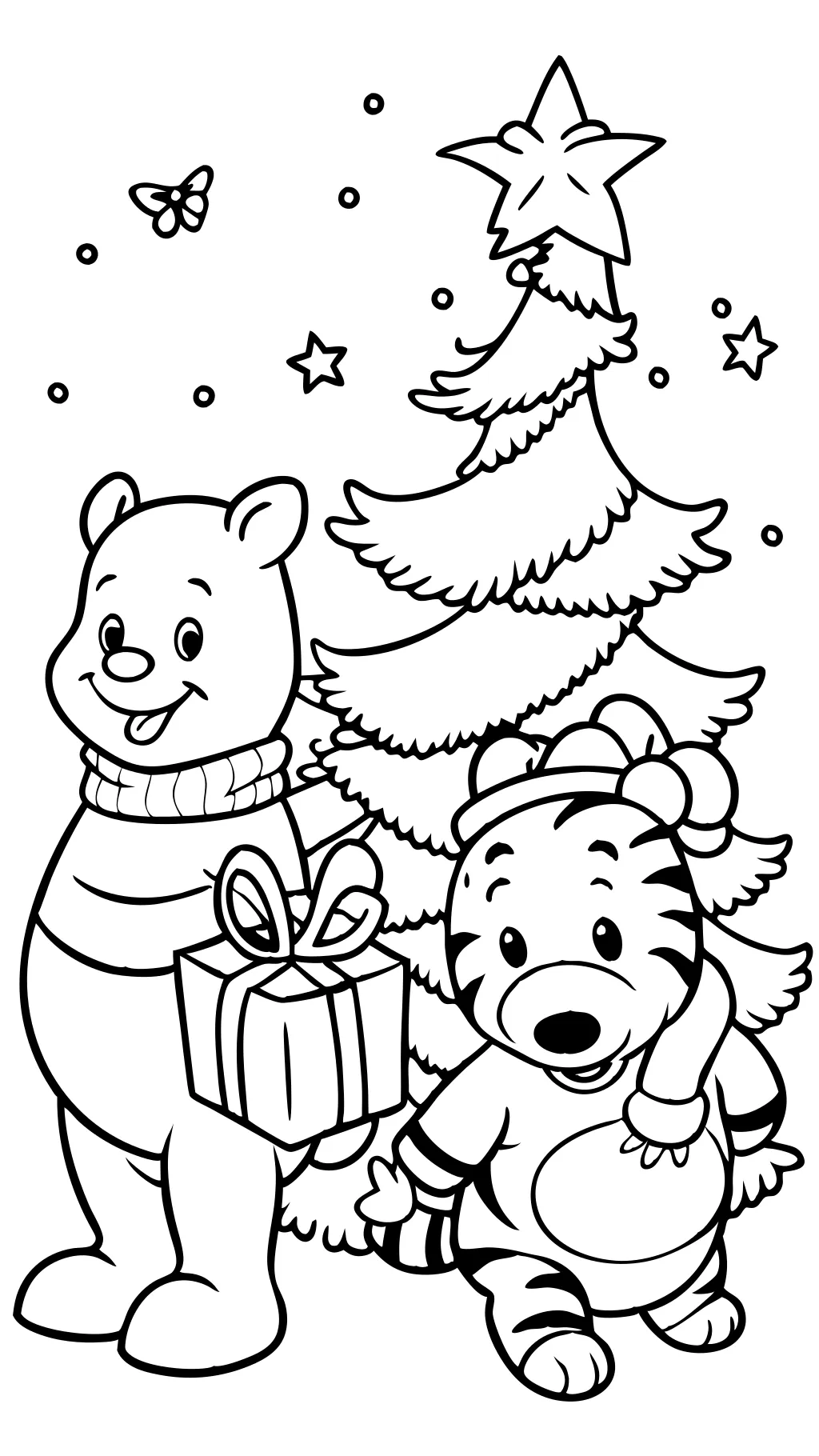 winnie the pooh coloring pages christmas